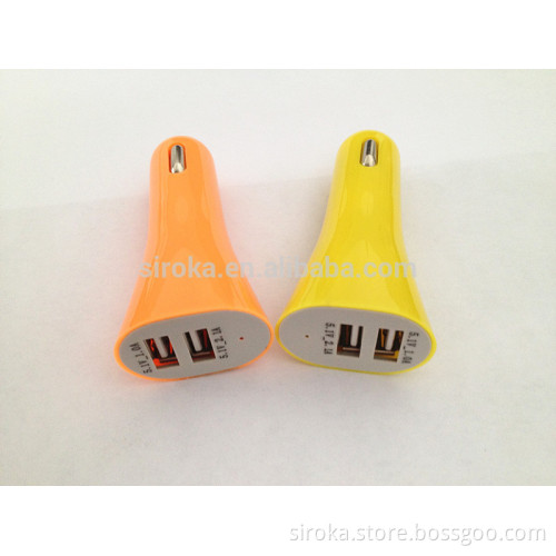 2015 Hot selling 2.1A dual usb car charger colorful12v universal car charger for samsung blackberry